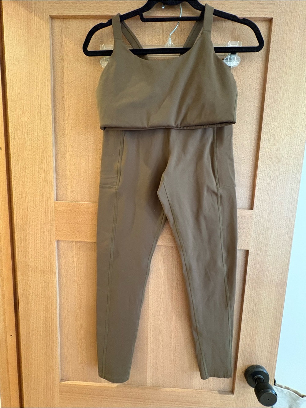 Girlfriend Collective Compressive Pocket Legging + Bra Set - Olive green/brown